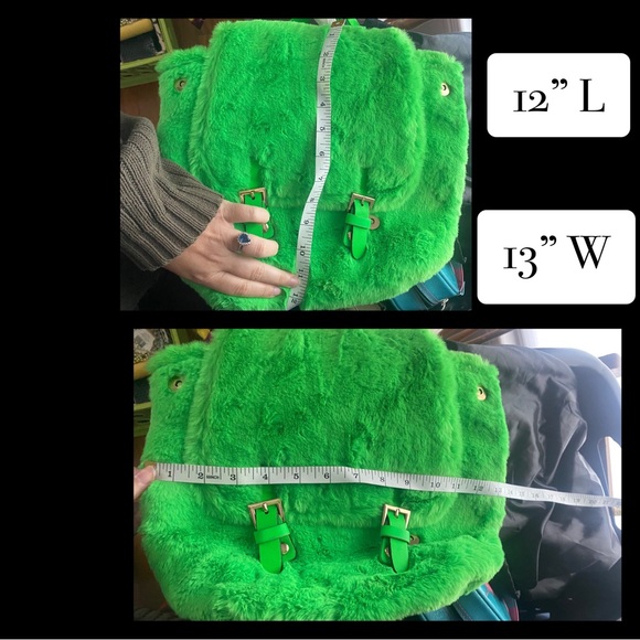Green fluffy mini backpack NEW condition - Picture 2 of 4